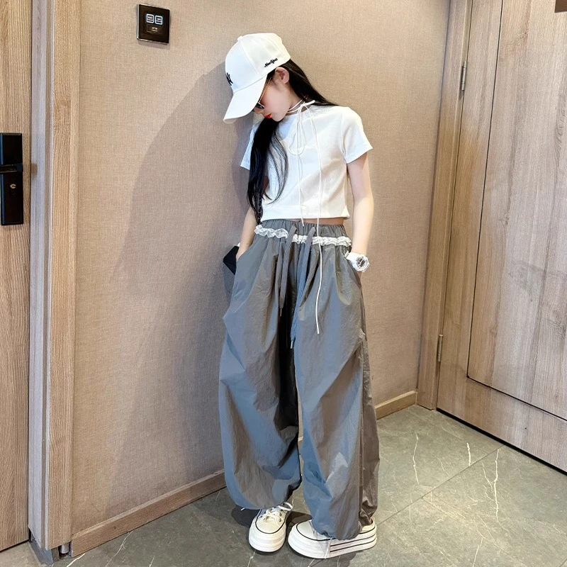 女童夏套装2025新款洋气女孩大童夏装工装裤儿童夏季短袖潮酷穿搭