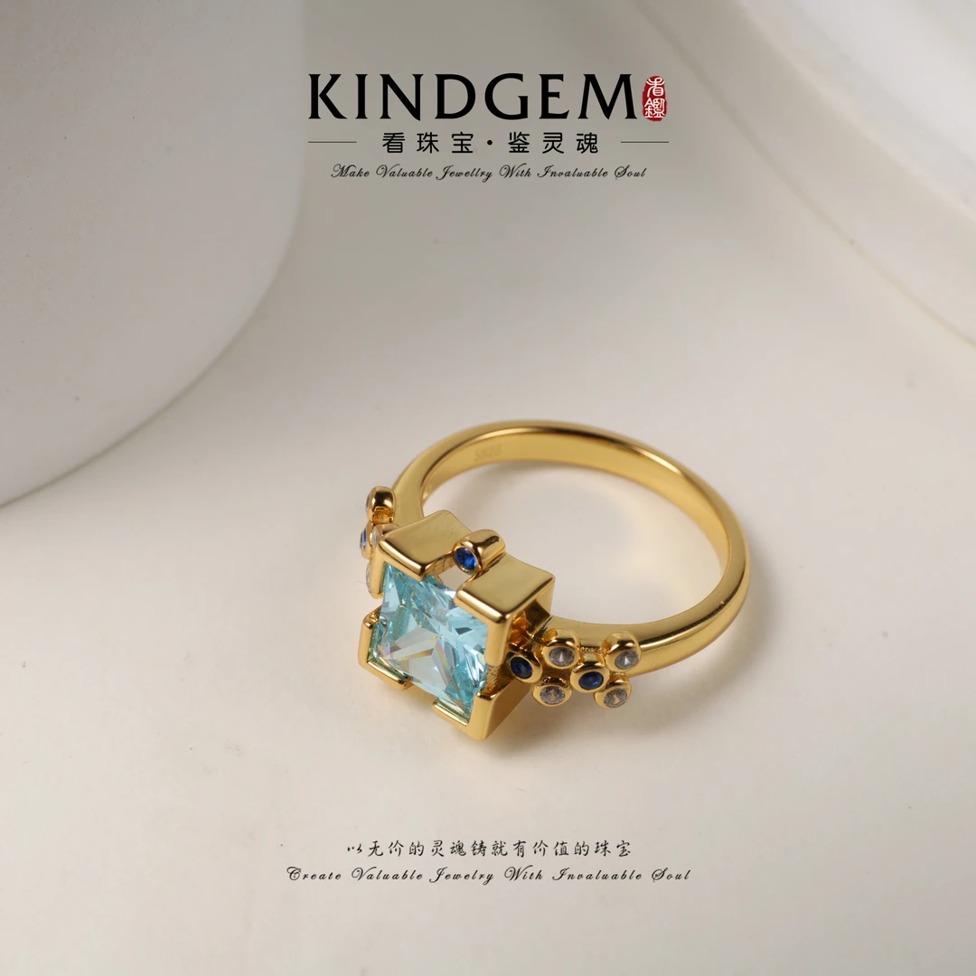 925银锆石戒指 KindGem 轻奢高级感闭口戒指 S-37246-7