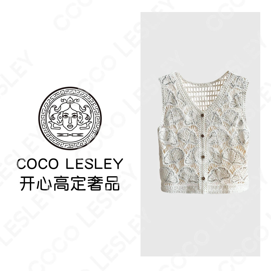 【COCO LESLEY】高级通勤百搭轻奢镂空钩花甜美可爱风格衣服女士