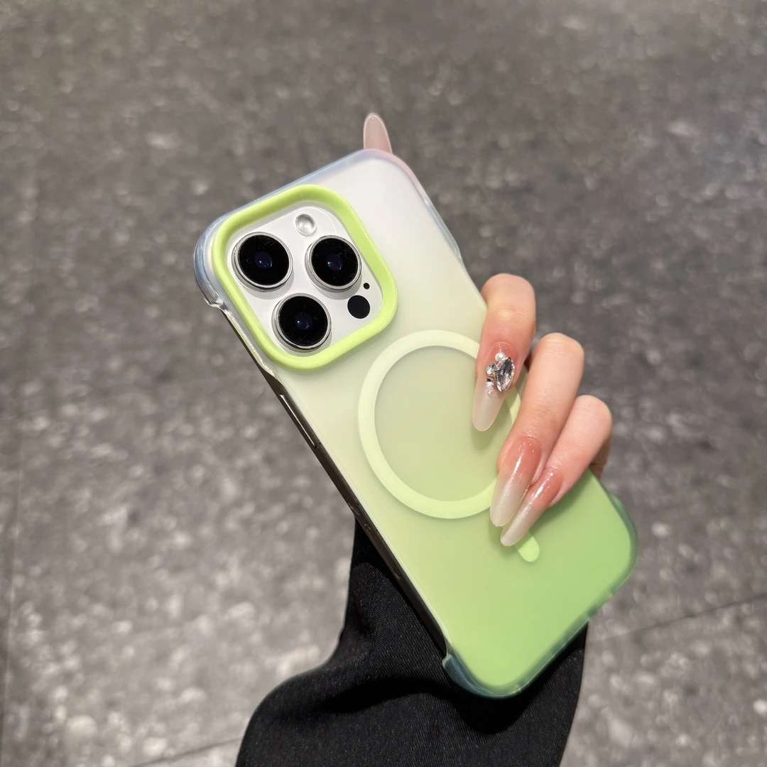 渐变无边框磁吸适用苹果16promax手机壳时尚iPhone15个性14创意13