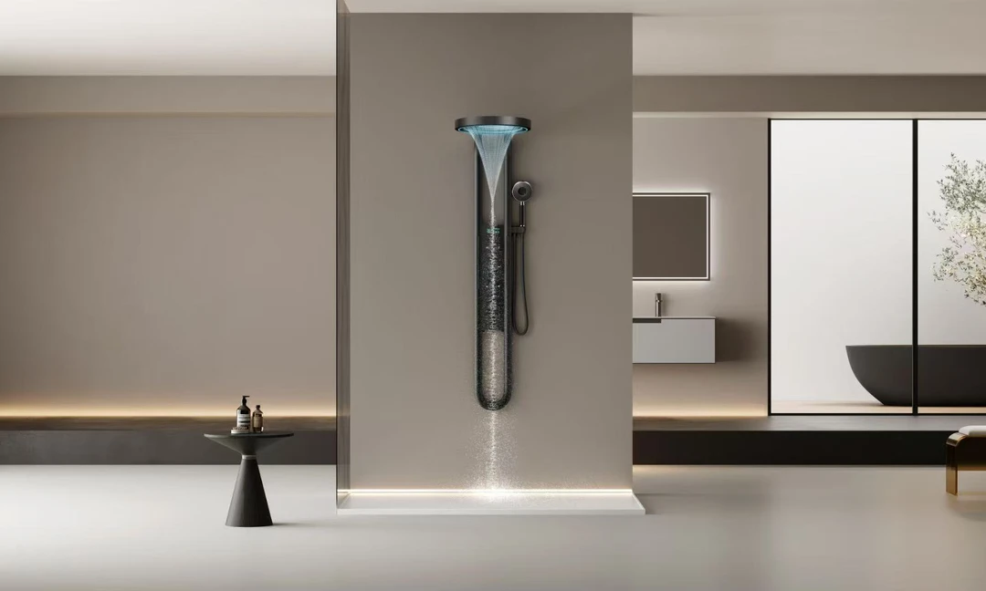 新款大瀑布花洒套装不锈钢数显氛围灯全铜大回环卫浴淋浴花洒套装