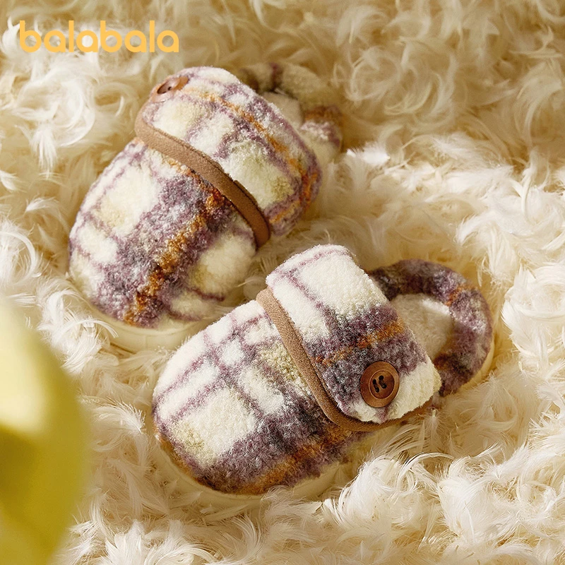 巴拉巴拉儿童棉拖鞋男童2025冬季新款宝宝室内加绒保暖女童家居鞋