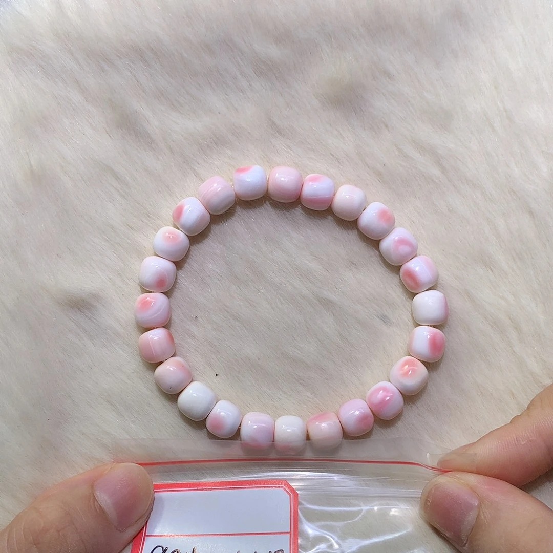 非金属贝壳女王螺贝花皮球直切手串16号