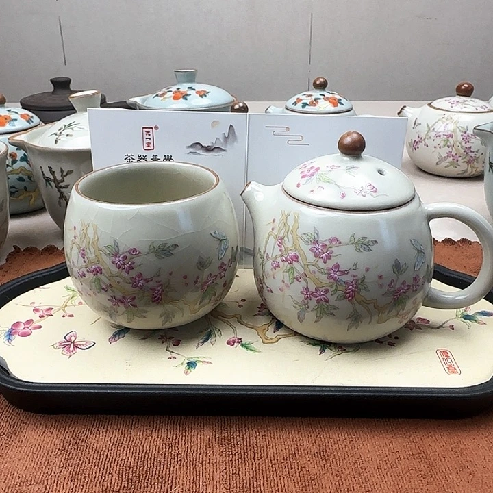 优一堂紫藤龙蛋壶+龙蛋杯带茶盘