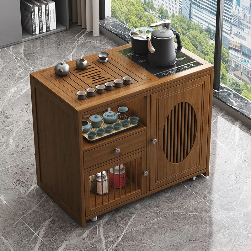 移动茶桌小茶台烧水壶一体家用客厅带轮茶车茶边几阳台功夫茶水柜