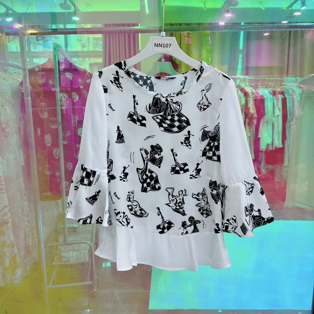 【CA薇亚】nn107-时尚女装设计感T恤百搭白色气质设计师