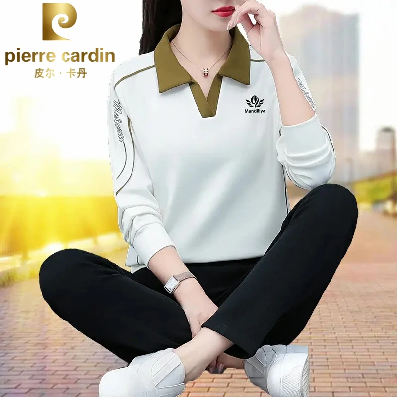皮尔卡丹女卫衣运动套装女2025新款春秋中老年妈妈休闲宽松两件套