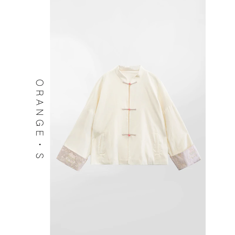 【月下莲漪】一件如诗般的真丝上衣！手工盘口 袖口拼织锦缎上衣