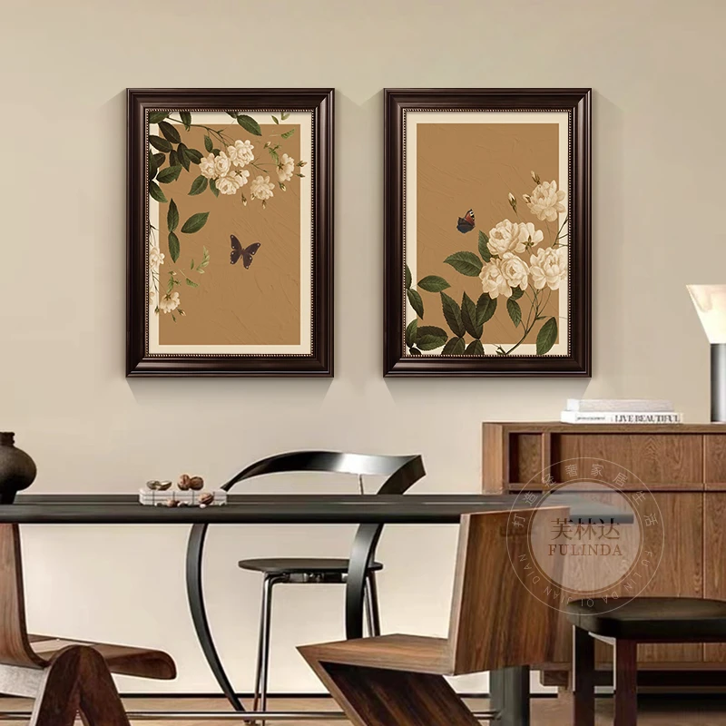 芙林达中式复古餐厅装饰画高档花卉卧室床头玄关客厅背景墙壁挂画