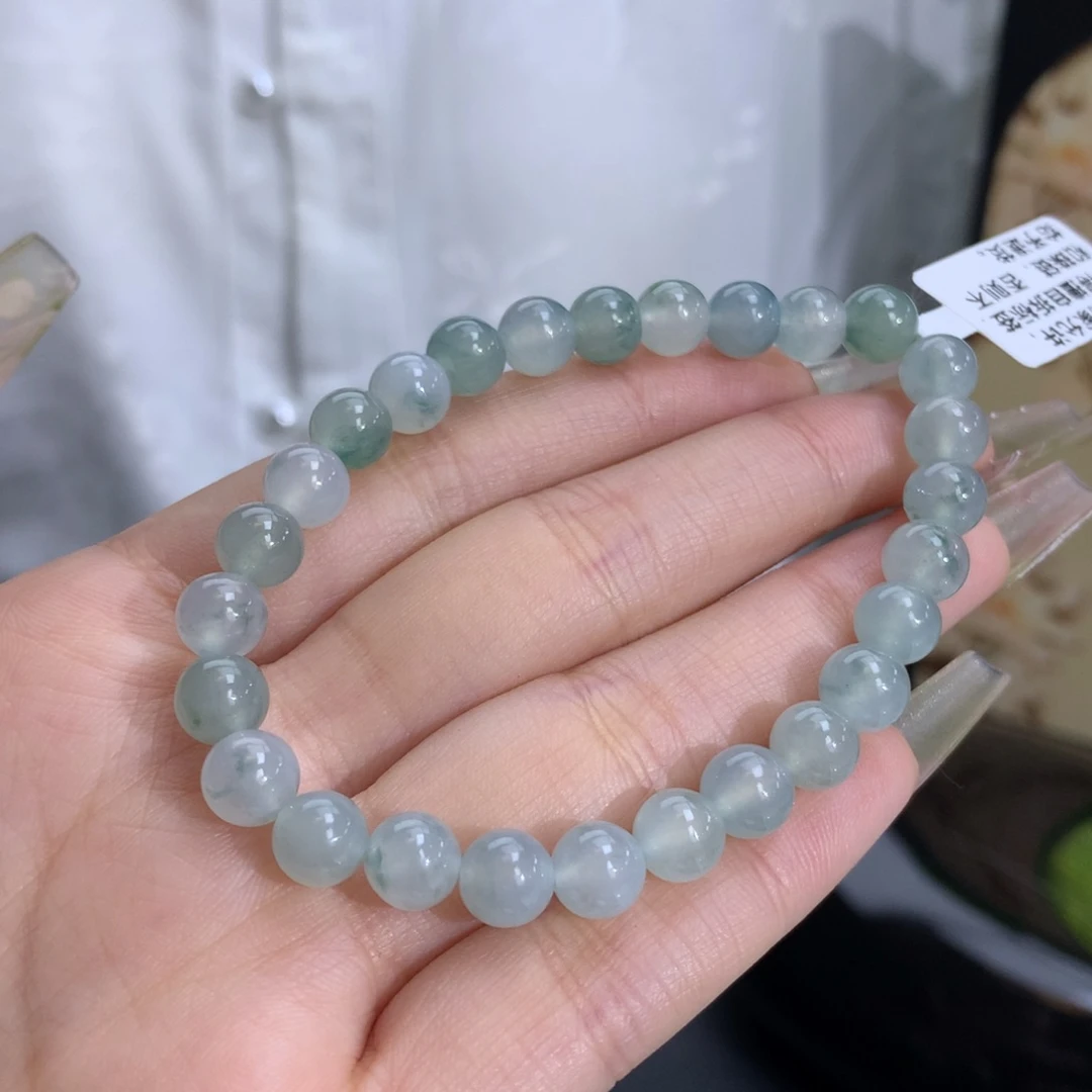 翡翠手链未镶嵌卡7.0冰胶蓝飘花