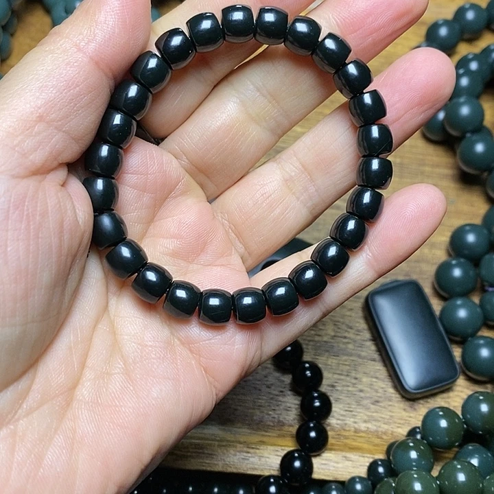 和田玉（青玉）未镶嵌手链和田玉青海小灶火毕业7*8直切