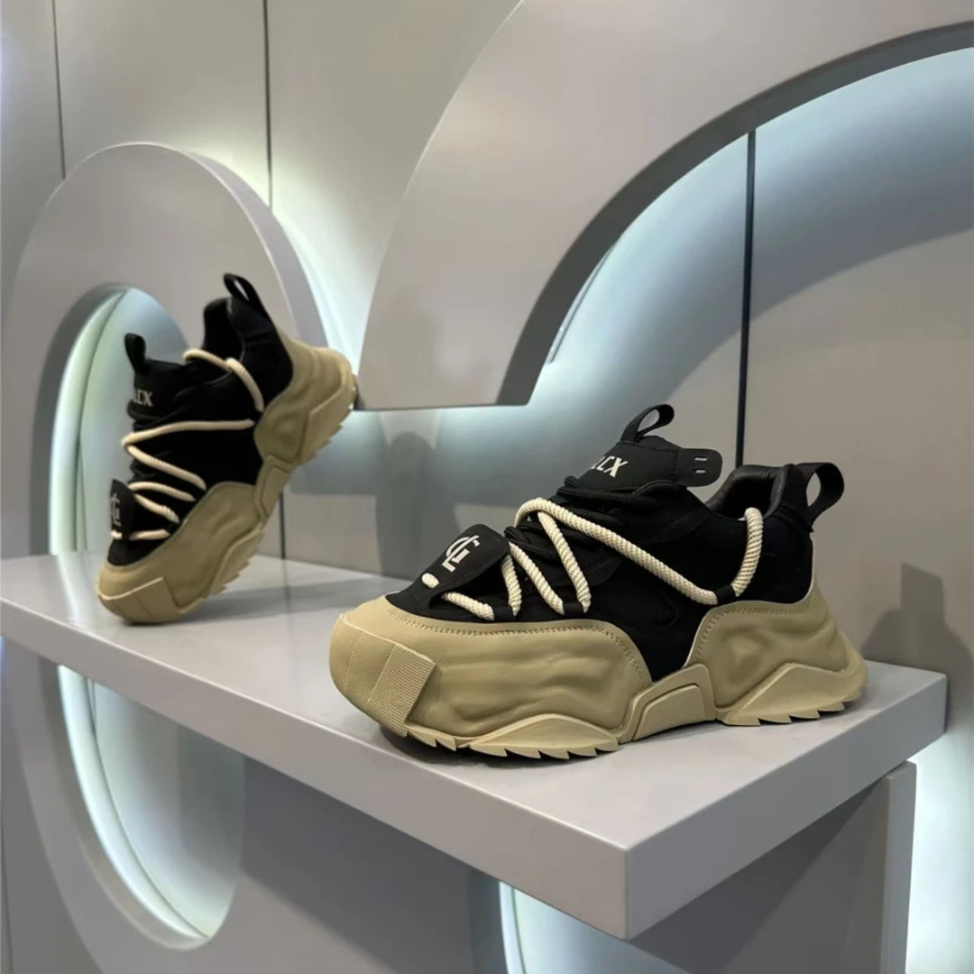 2025男鞋秋冬款潮流厚底增高休闲黑色运动老爹鞋百搭秋季ins韩版