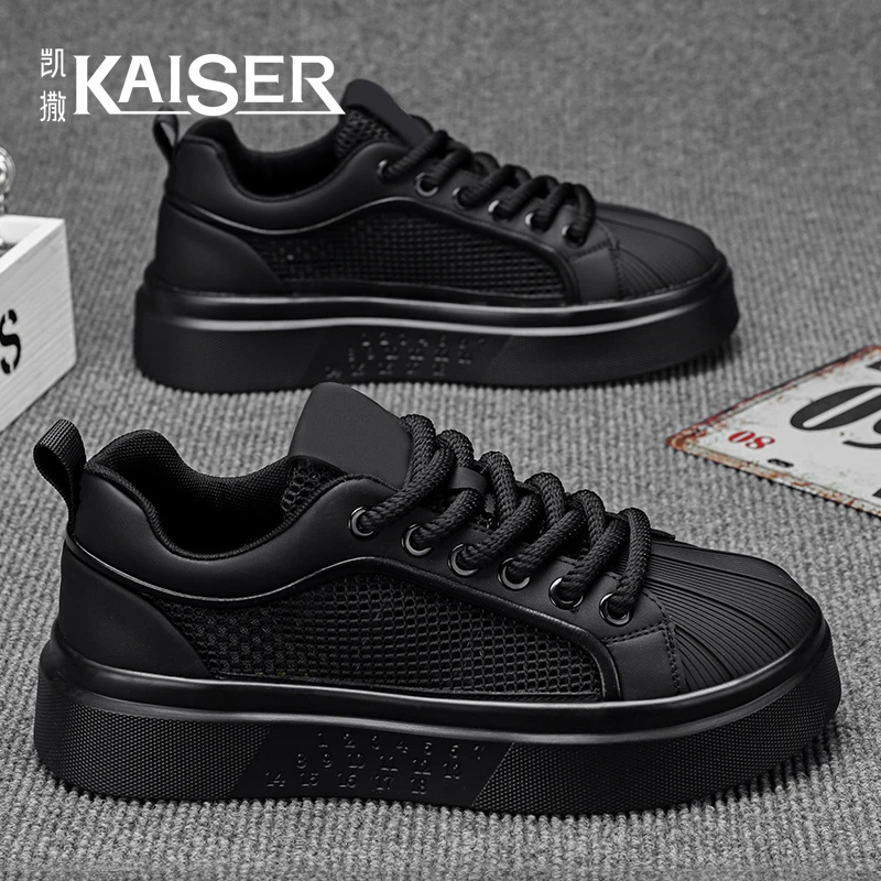 凯撒厚底增高男鞋夏季透气镂空网面鞋男士防滑运动鞋时尚休闲板鞋