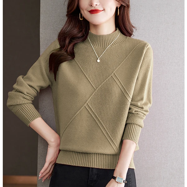 JY#半高领毛衣女秋冬洋气短款针织新款加厚内搭打底衫DY7271