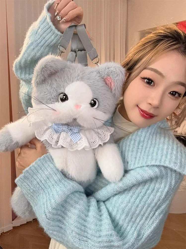 会跑步的猫咪玩偶毛绒双肩包背包送友女生闺蜜生日礼物实用高级感