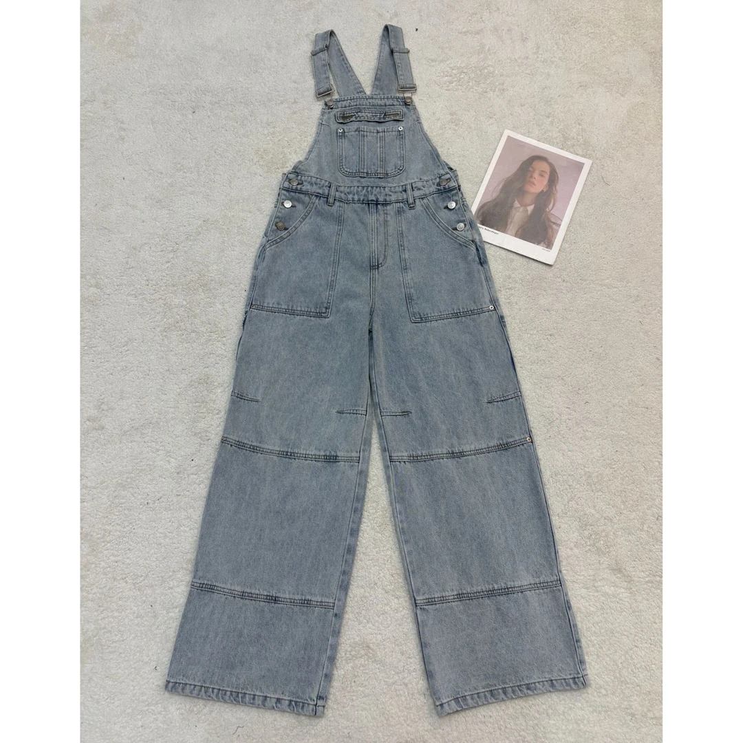 2025新品潮牌款裤腿拼接休闲背带裤25085