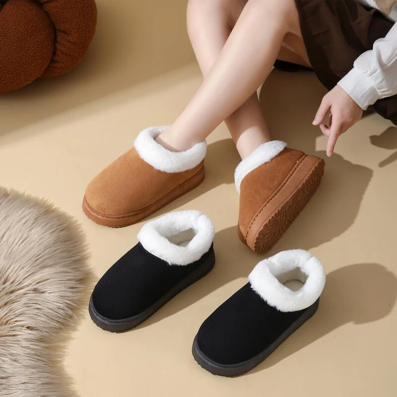 女冬季包跟加绒加厚底居家用保暖外穿防滑毛绒棉鞋男士