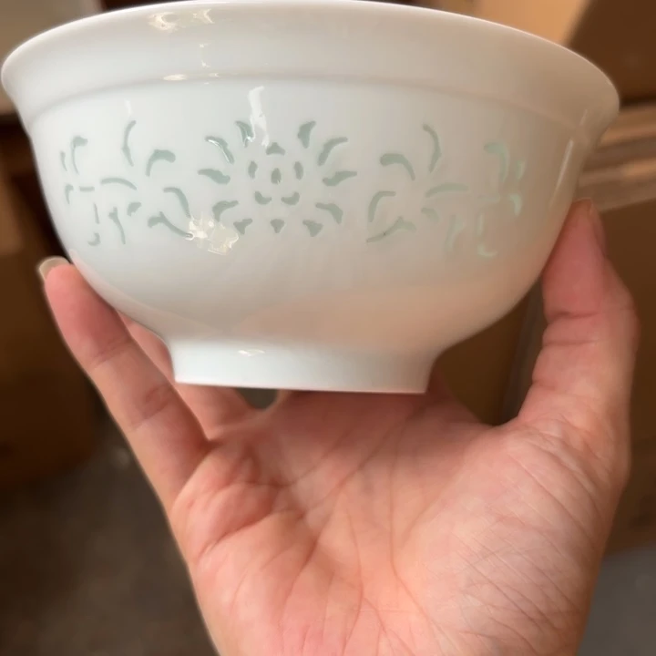 青瓷景德镇陶瓷米饭碗两只青色