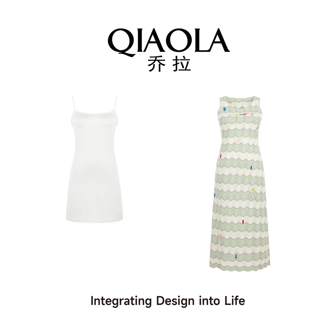 QIAOLA/乔拉【薄荷茶会】春夏新款宽松设计显瘦百搭无袖连衣裙预售