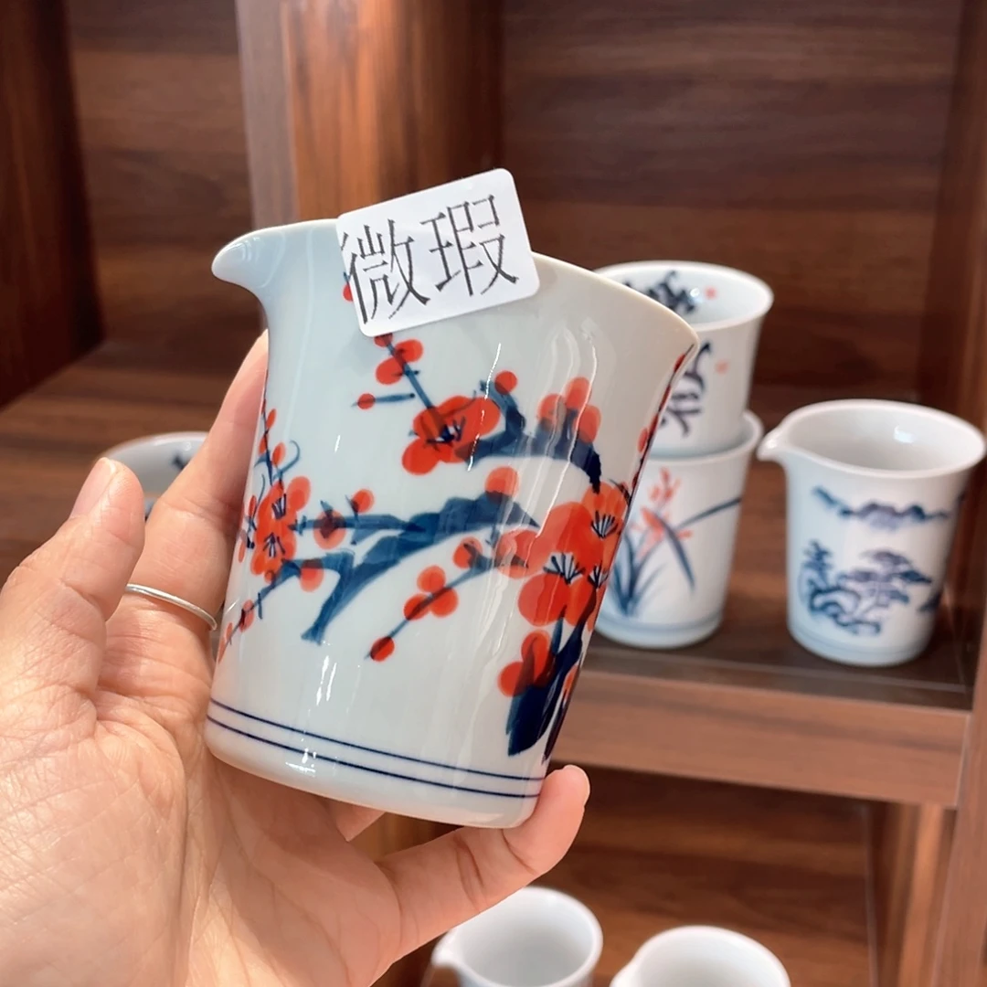 釉下手绘茶具微瑕
