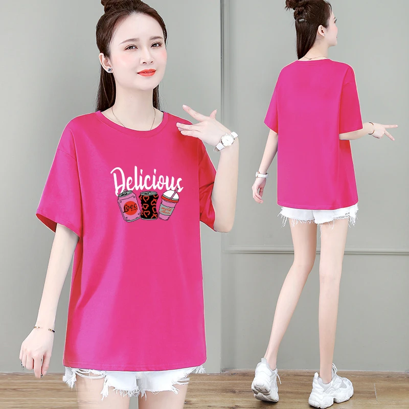无品牌中老年妈妈圆领短袖上衣夏季新款别致短袖T恤宽松大码遮肚