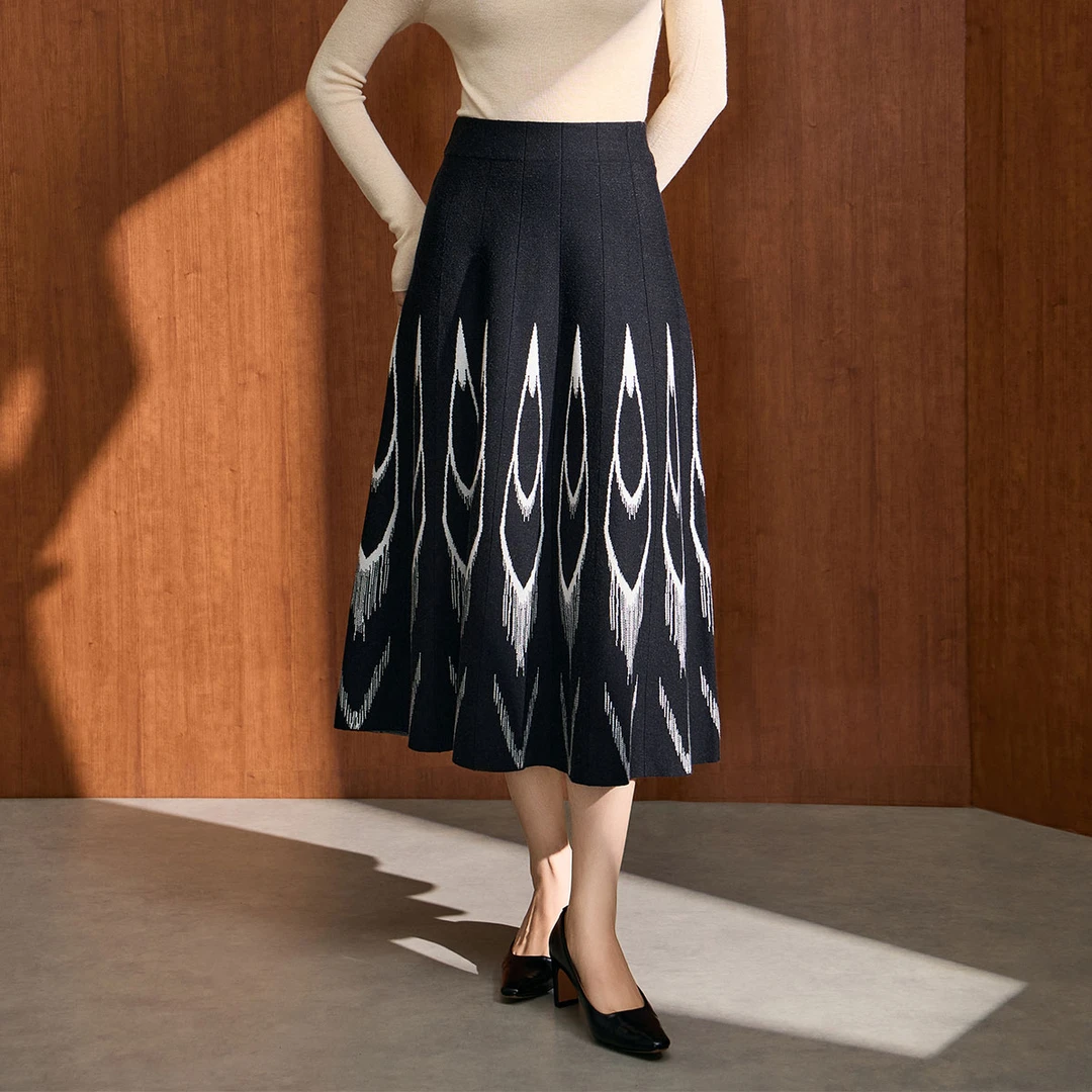 【福利专属】马天奴显瘦高腰百褶秋冬不规则半身裙VDA676SWH0