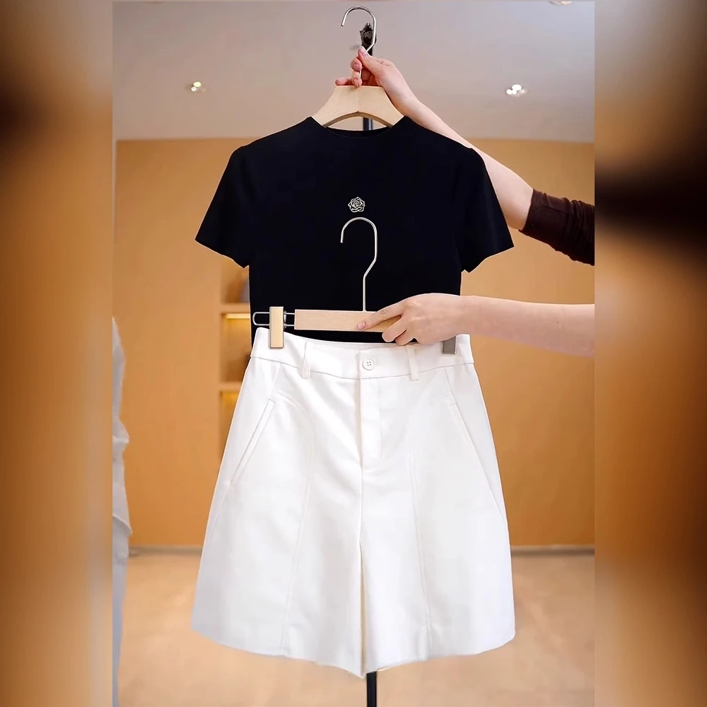 拉夏贝尔气质西装五分裤女夏季2025新款短裤小个子显高直筒a字裤