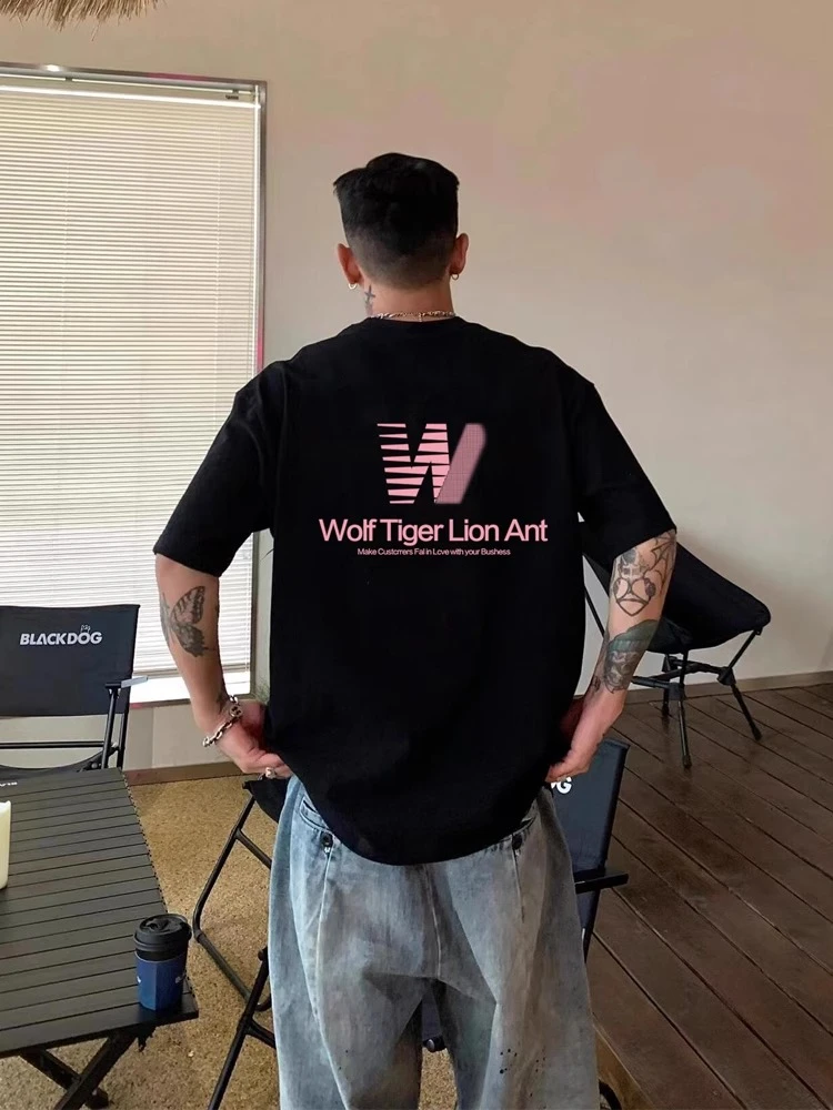 【重磅纯棉】美式cleanfit印花短袖T恤百搭休闲宽松潮流夏季上衣ins