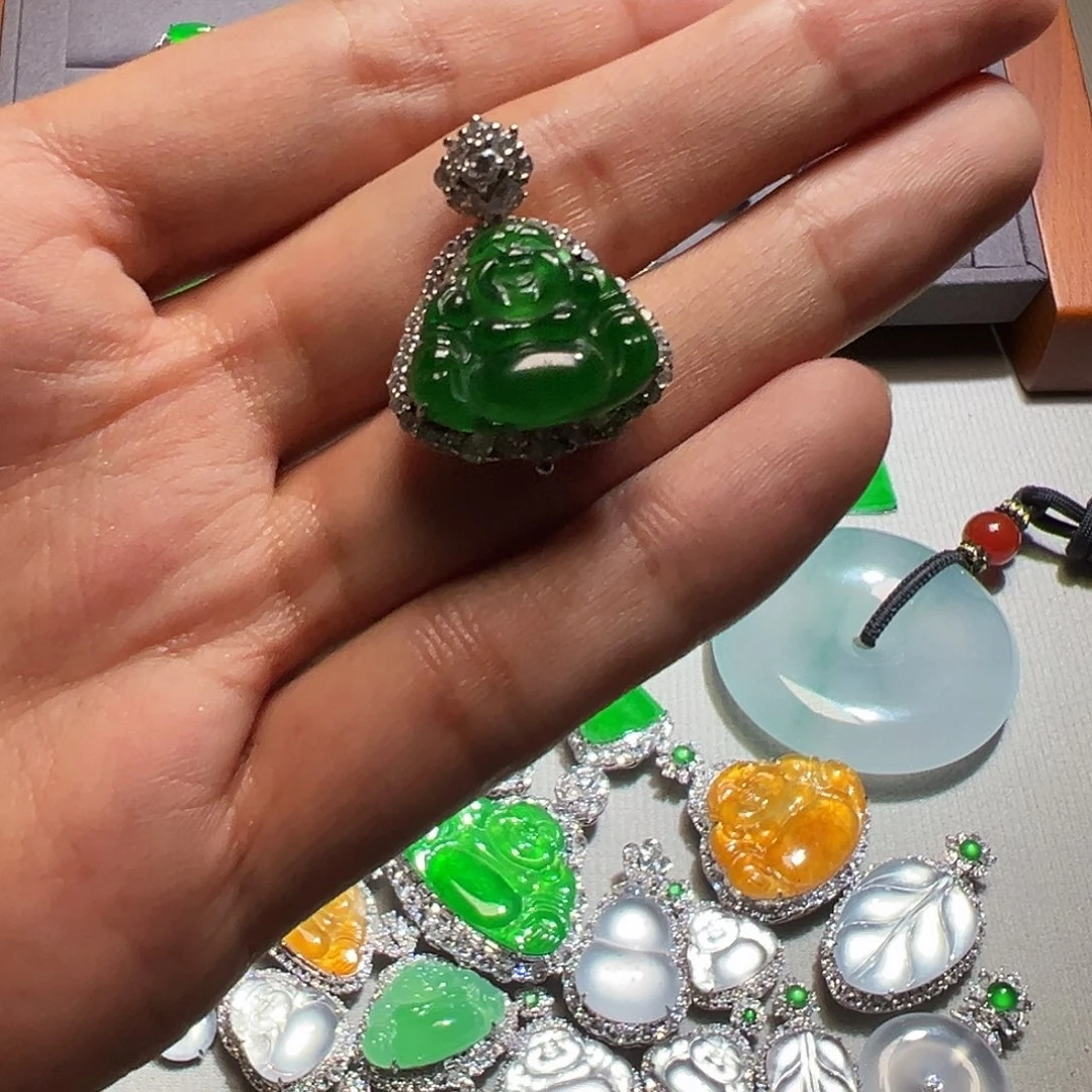 翡翠银S925镶嵌吊坠(不含链)