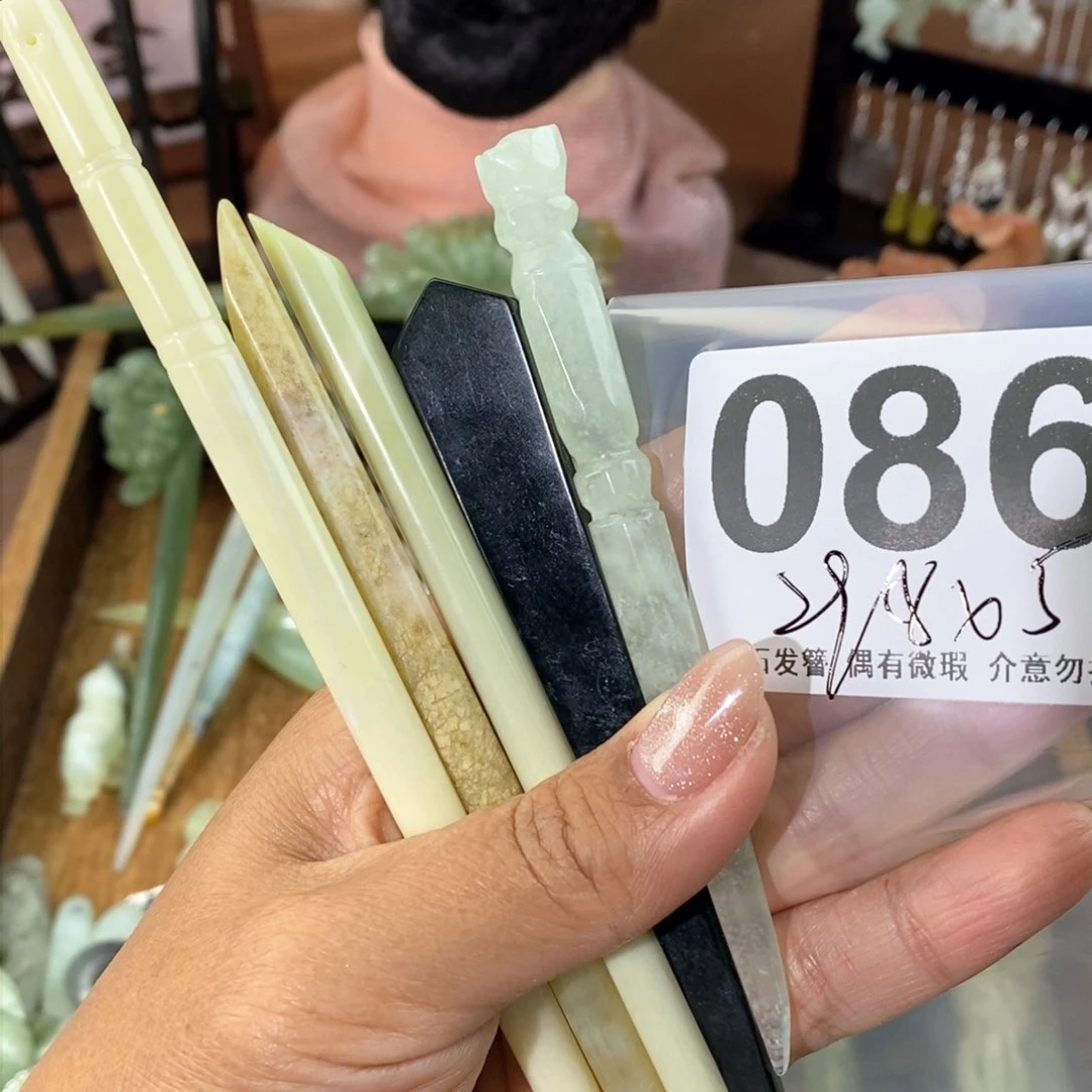 蛇纹石玉发饰未镶嵌元****莉