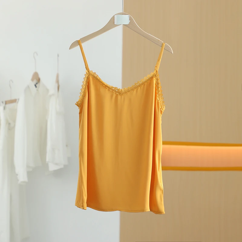 【唐长老自营】货号4677女装夏新款蕾丝黄色舒适背心吊带M