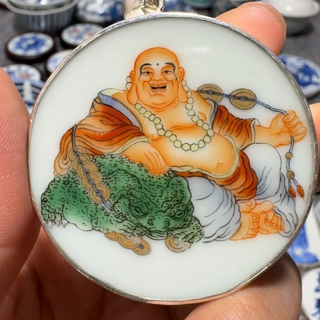 瓷片幸**吻弥勒佛挂件一个