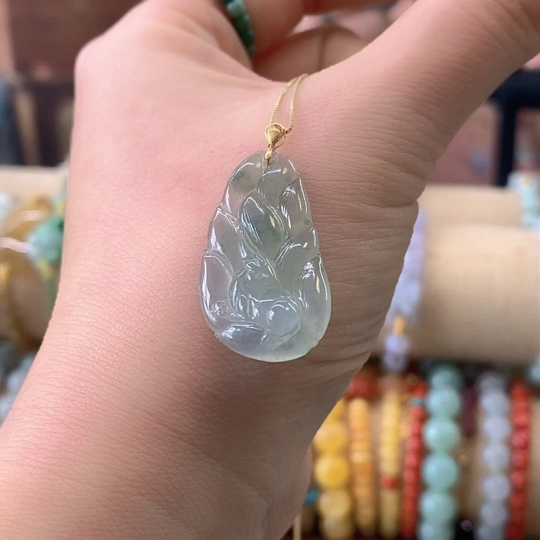 翡翠18K金镶嵌挂件翡翠挂件