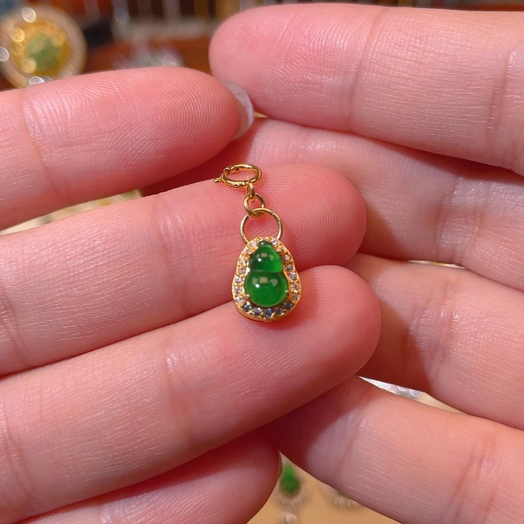 吊坠(不含链)银S925镶嵌翡翠