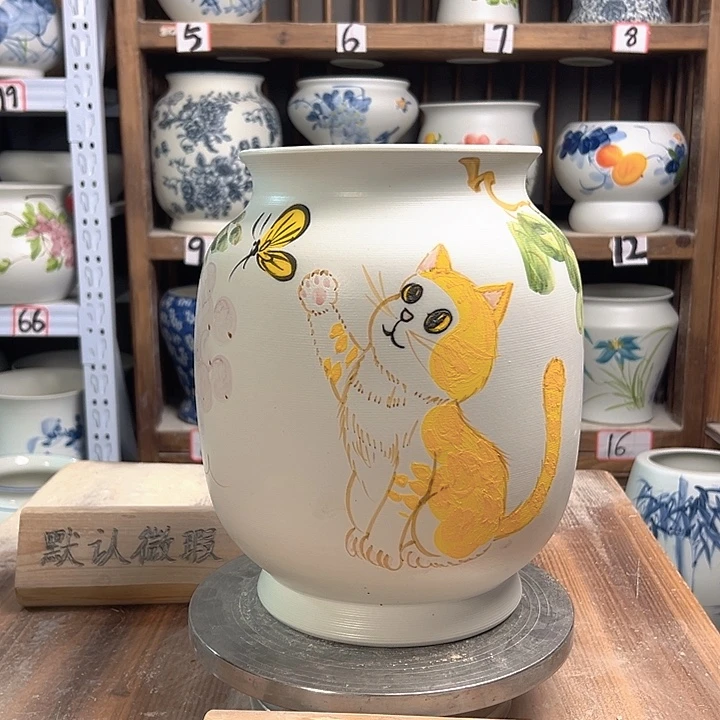 陶冬瓜高27招财猫陶瓷