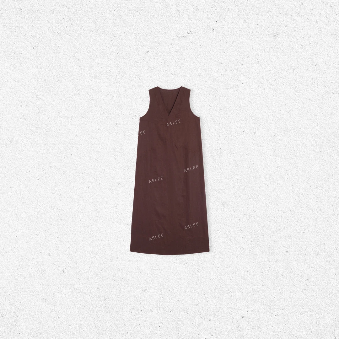 【ASHLEYASS】安可拉红亚麻显白显气质V领针织打底连衣裙LSQ240887R