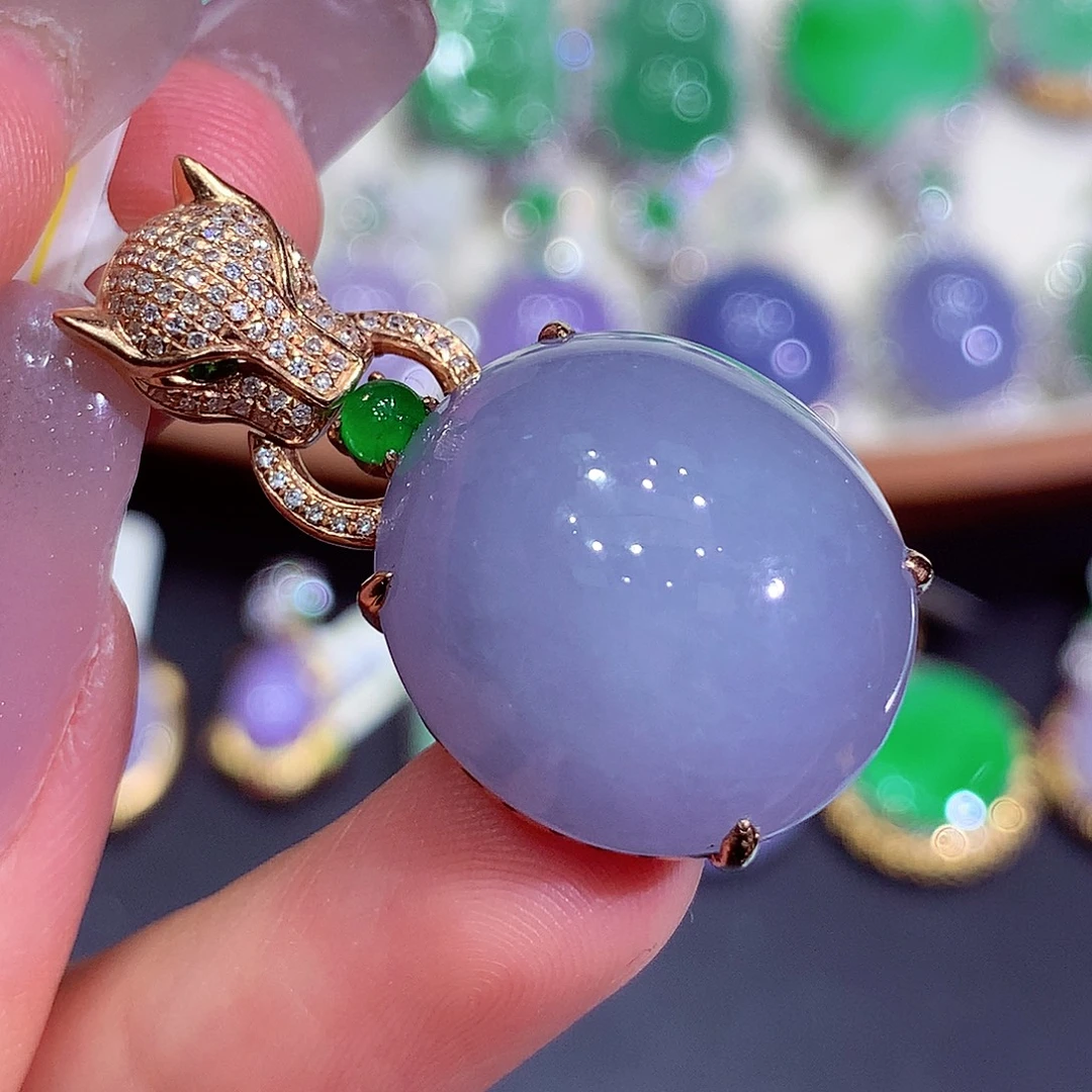 翡翠18K金镶嵌吊坠(不含链)