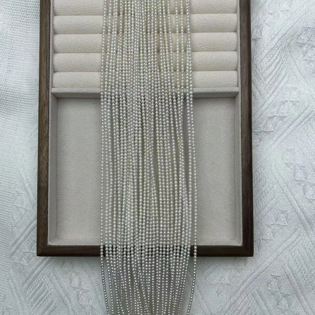 2.7-3mm近正圆小米珠天然淡水珍珠39cm饰品半成品