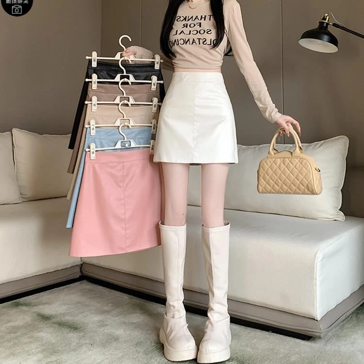 PU皮半身裙女春秋2025新款气质a字高腰显瘦包臀减龄学生一步短裙