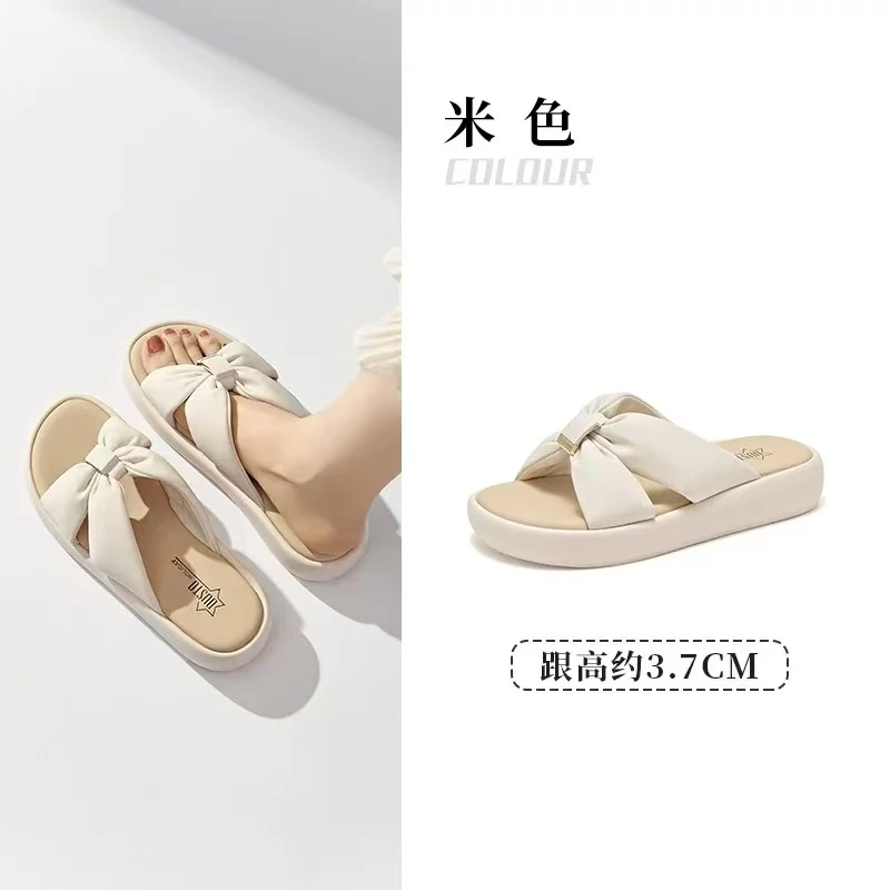 外穿拖鞋女鞋2024夏季新款时尚休闲平底中跟圆头套脚1257