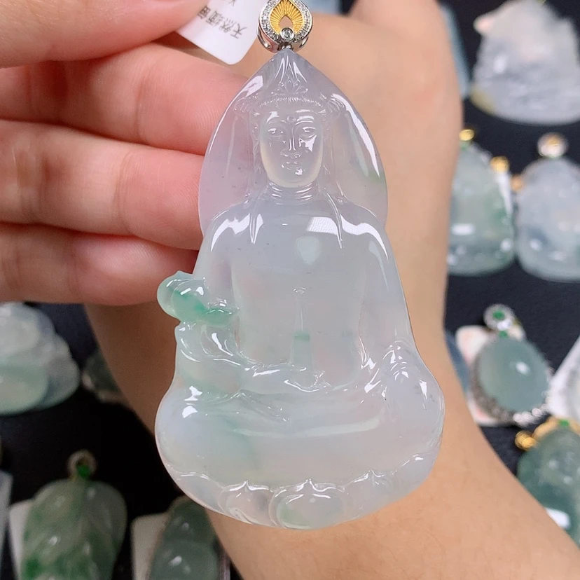 【闪购商品】翡翠18K金镶嵌颈饰观音