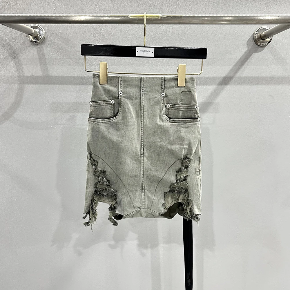 17HAL【暗黑先锋】RO风女士做旧水泥灰糜烂修身高腰包臀短裙子 2190