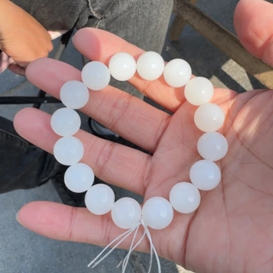 和田玉手链未镶嵌羊脂白玉一级白卡12