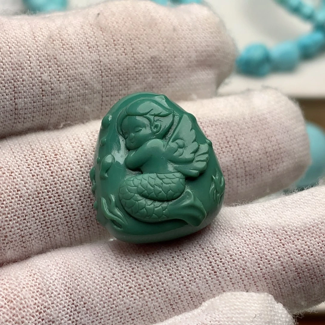 绿松石未镶嵌珠宝奇石美人鱼