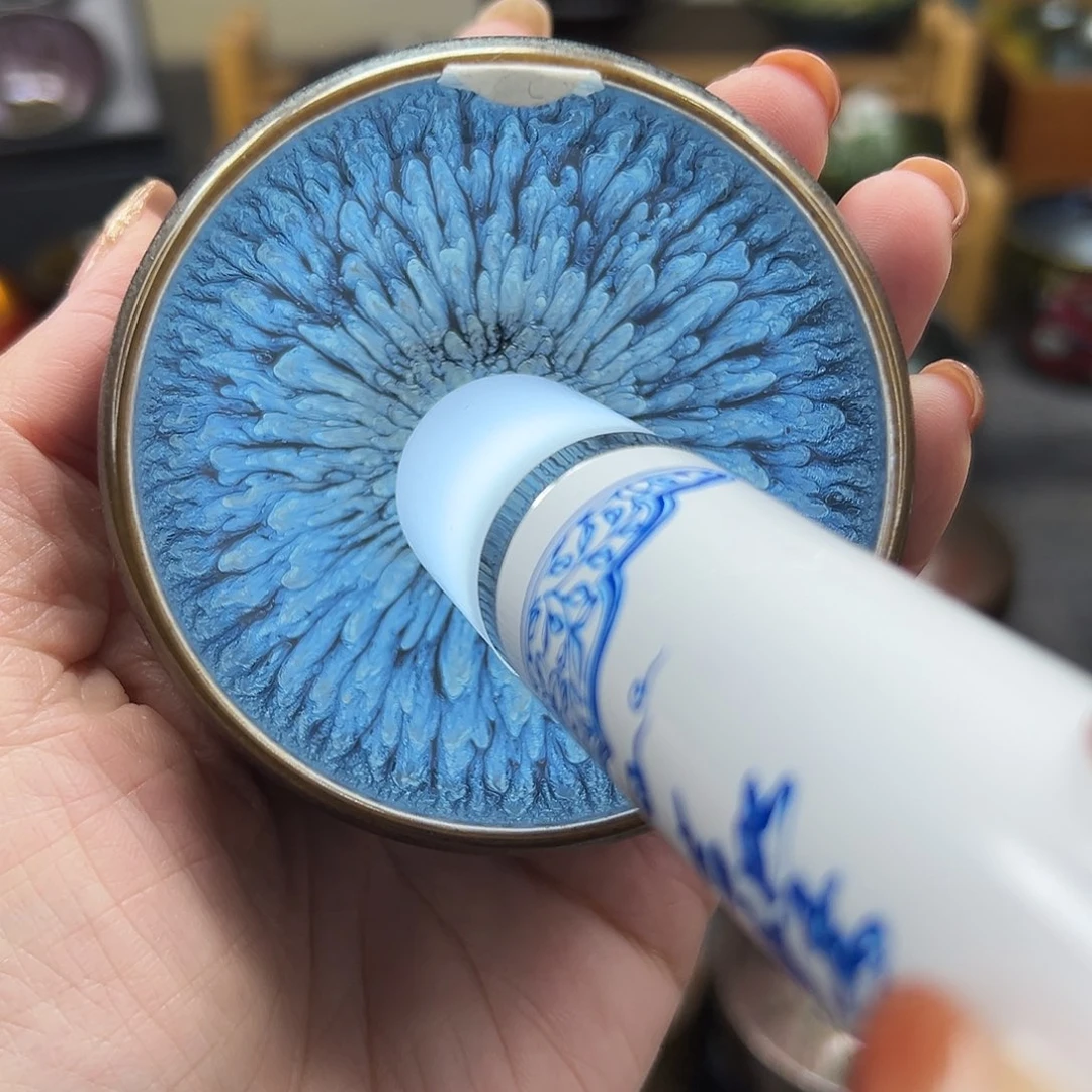 茶盏百花釉滴手工