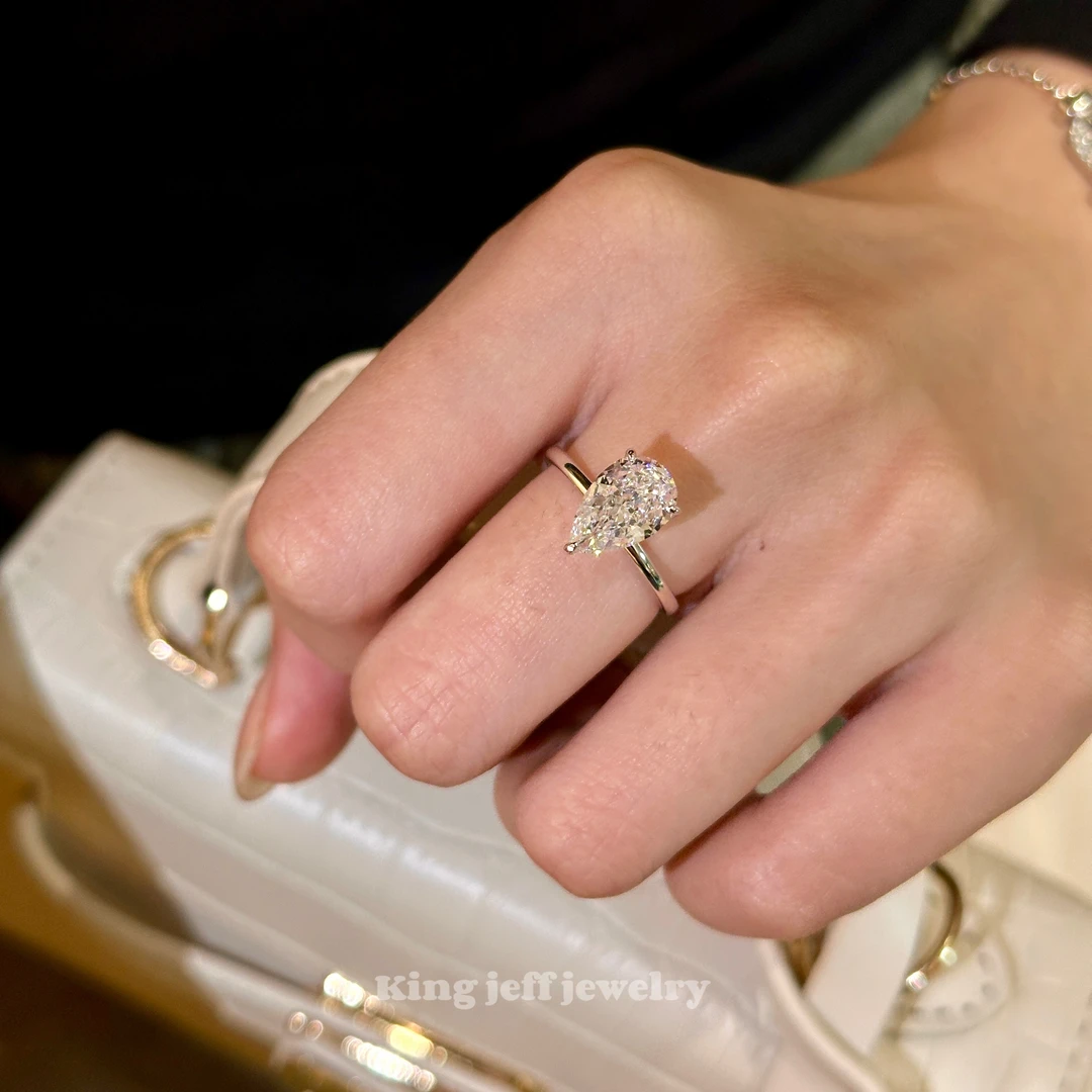 金杰福  jewelry [爆闪简约水滴] 经典水滴s925银4克拉戒指