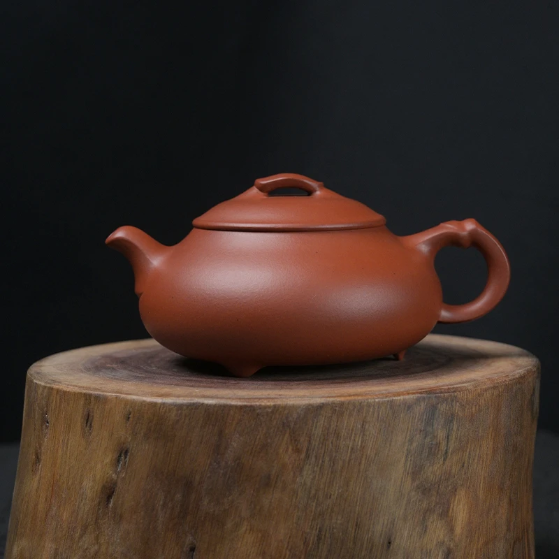 生料朱泥简瓢茶壶 精工半手制大容量实用器紫砂壶原矿朱泥茶壶