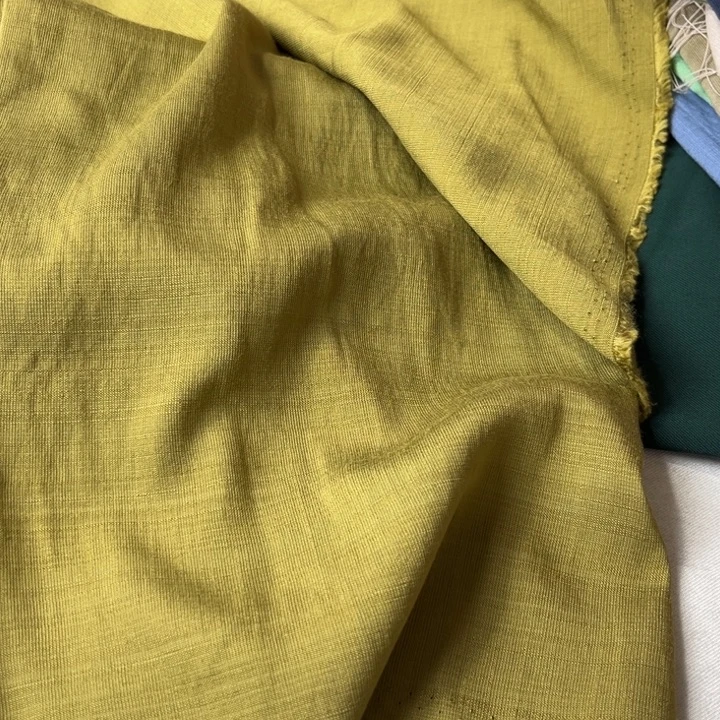 棉混纺黄绿麻棉2米。