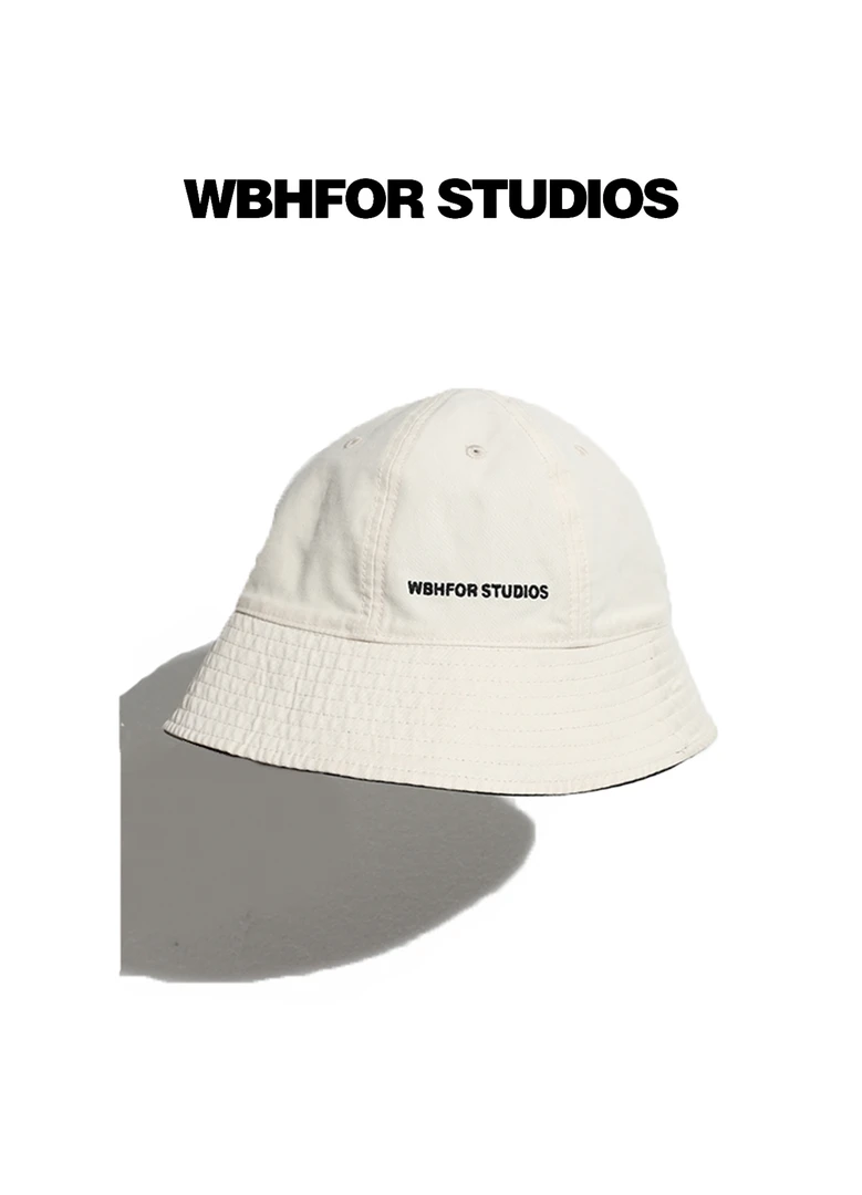 WBHFOR白色帽子中性休闲情侣户外时尚纯色百搭渔夫帽双拼色可反戴