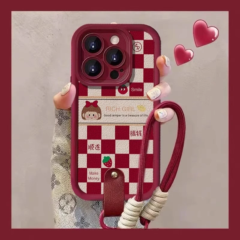 蝴蝶结女孩适用苹果16promax手机壳创意iphone15pro女14p卡通挂绳